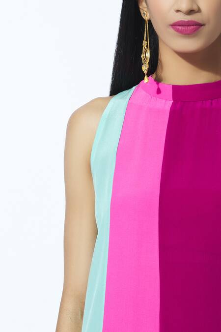 Manish Malhotra_Purple Crepe Colorblock Tunic_at_Aza_Fashions