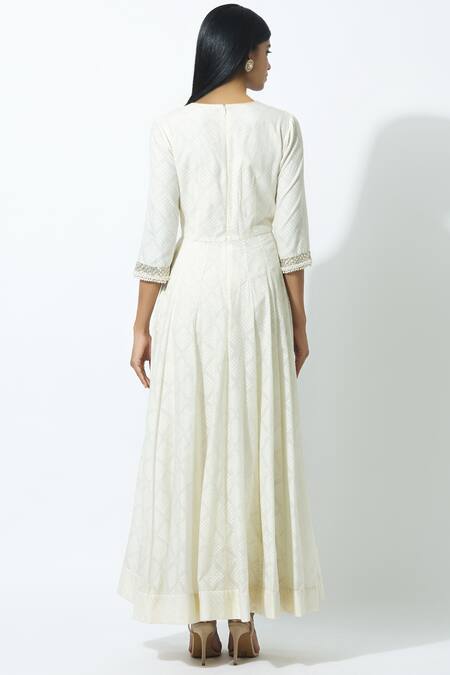 Shop Manish Malhotra White Banarasi Cotton Anarkali Set at Aza Fashions Shop_Manish Malhotra_White Banarasi Cotton Anarkali Set_at_Aza_Fashions