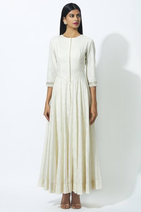 Buy Manish Malhotra White Banarasi Cotton Anarkali Set Online at Aza Fashions Buy_Manish Malhotra_White Banarasi Cotton Anarkali Set_Online_at_Aza_Fashions