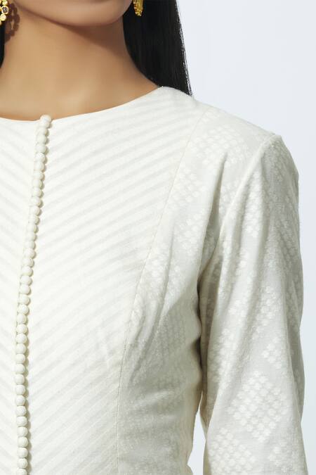 Manish Malhotra White Banarasi Cotton Anarkali Set at Aza Fashions Manish Malhotra_White Banarasi Cotton Anarkali Set_at_Aza_Fashions