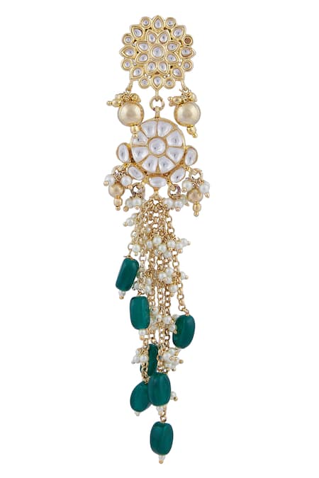 Moh-Maya By Disha Khatri_Gold Plated Beads, Crystals Kundan Long Earrings _Online_at_Aza_Fashions