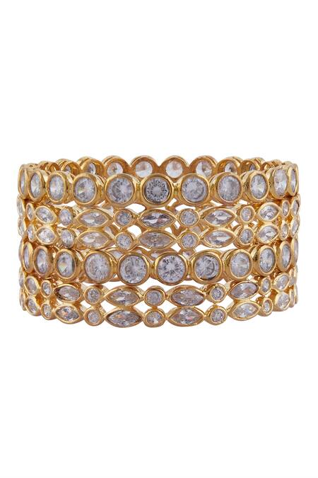 Moh-Maya By Disha Khatri_Gold Plated Stone Bangles Set Of 6_Online_at_Aza_Fashions