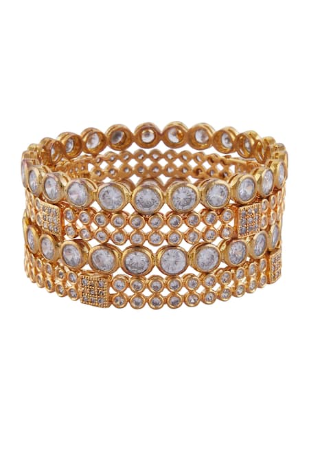 Moh-Maya By Disha Khatri_Gold Plated Stones Embellished Bangles Set Of 4 _Online_at_Aza_Fashions