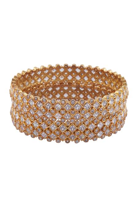 Buy_Moh-Maya By Disha Khatri_Gold Plated Crystals Bangles Set Of 2_Online_at_Aza_Fashions