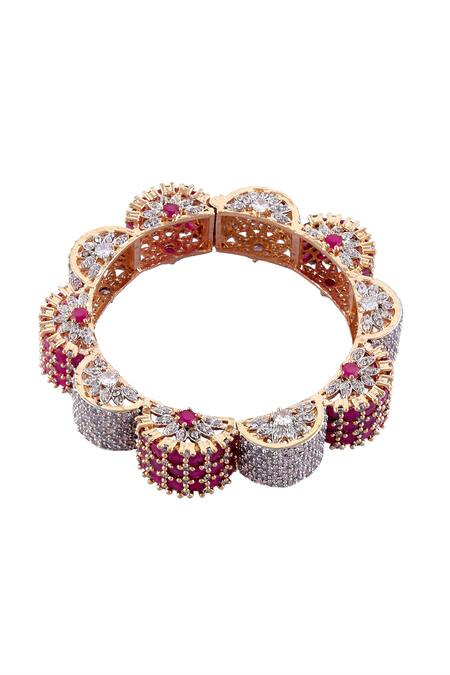 Buy Moh-Maya By Disha Khatri Silver Plated Crystals, Rhinestones, Stones Floral Shaped Bangle Single Pc Online at Aza Fashions Buy_Moh-Maya By Disha Khatri_Silver Plated Crystals, Rhinestones, Stones Floral Shaped Bangle Single Pc _Online_at_Aza_Fashions