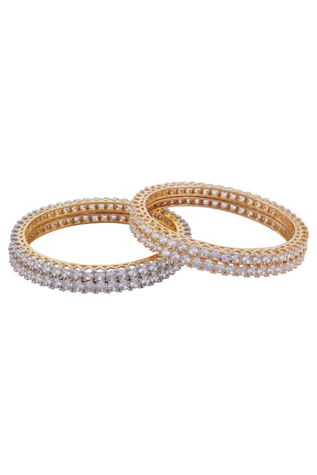 Shop_Moh-Maya By Disha Khatri_Gold Plated Crystals Bangles Set Of 4 _Online_at_Aza_Fashions