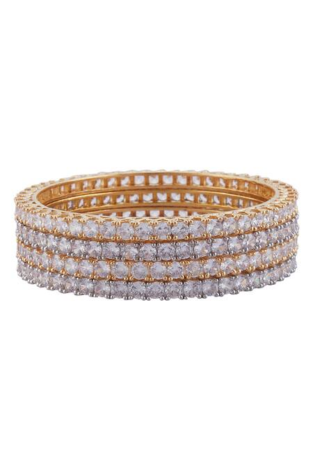 Moh-Maya By Disha Khatri_Gold Plated Crystals Bangles Set Of 4 _Online_at_Aza_Fashions