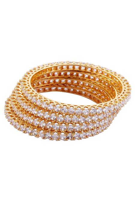 Moh-Maya By Disha Khatri Gold Plated Crystals Bangles Set Of 4 Online at Aza Fashions Moh-Maya By Disha Khatri_Gold Plated Crystals Bangles Set Of 4 _Online_at_Aza_Fashions
