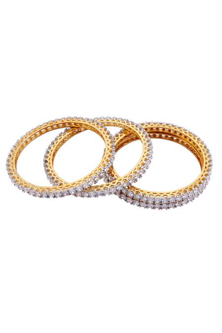 Moh-Maya By Disha Khatri_Gold Plated Crystals Bangles Set Of 4 _Online_at_Aza_Fashions