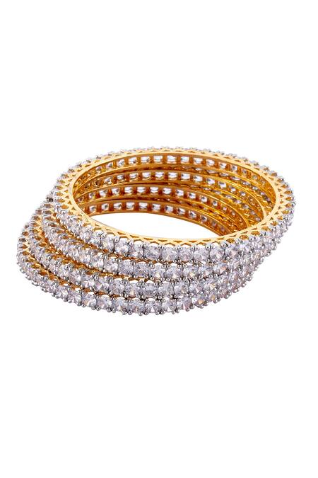 Buy_Moh-Maya By Disha Khatri_Gold Plated Crystals Bangles Set Of 4 _Online_at_Aza_Fashions