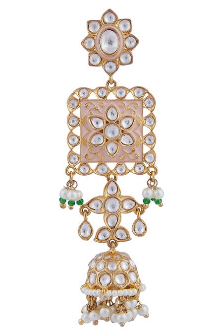 Shop_Moh-Maya By Disha Khatri_Pink Meenakari Jewellery Set_Online_at_Aza_Fashions