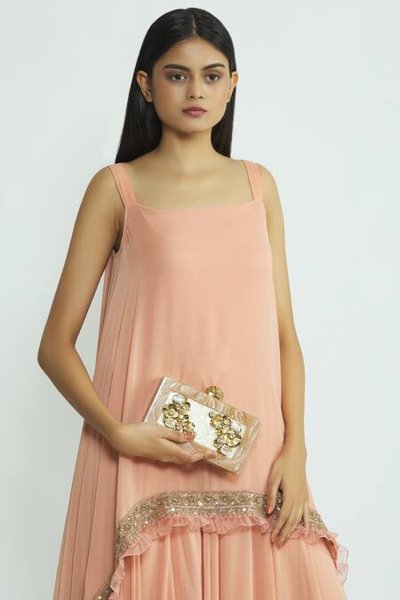 Buy_Moh-Maya By Disha Khatri_Beige Crystal Embellished Clutch_Online_at_Aza_Fashions