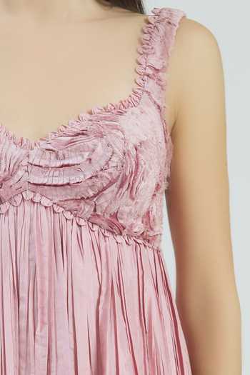 Buy_Rocky Star_Pink Silk Pleated Gown_Online_at_Aza_Fashions
