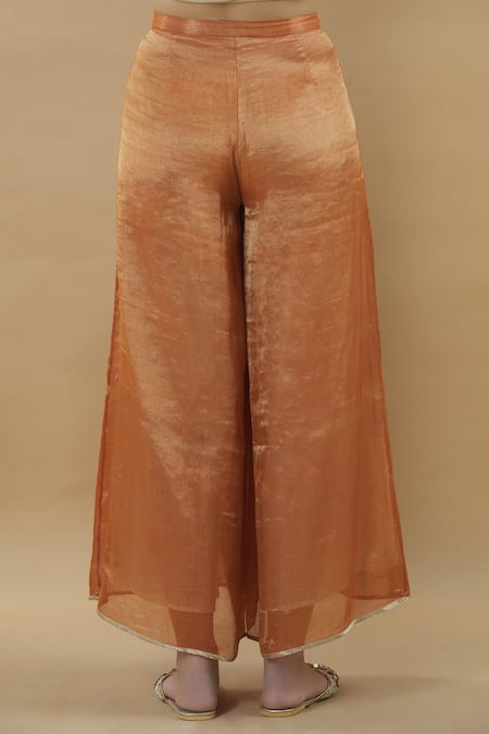 Nini Mishra_Orange Tissue Flared Pants _Online_at_Aza_Fashions