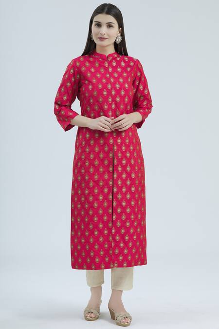 Vishwa By Pinki Sinha Pink Brocade Silk Kurta