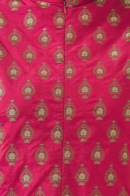 Shop_Vishwa By Pinki Sinha_Pink Brocade Silk Kurta_Online_at_Aza_Fashions