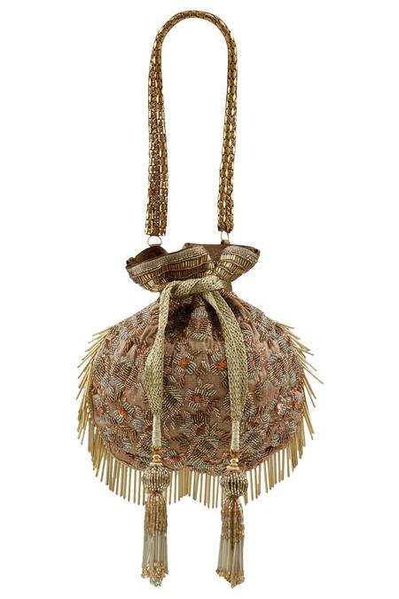 Aloha By PS Gold Cut Work, Tassels Embellished Polti Bag