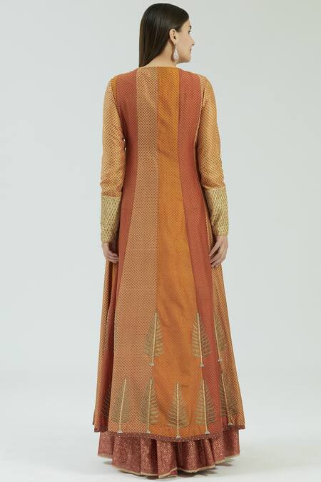 Shop House Of Kotwara Orange Chanderi Anarkali Lehenga Set at Aza Fashions Shop_House Of Kotwara_Orange Chanderi Anarkali Lehenga Set_at_Aza_Fashions