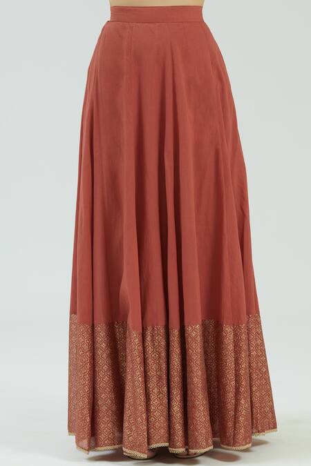 Shop House Of Kotwara Orange Chanderi Anarkali Lehenga Set Online at Aza Fashions Shop_House Of Kotwara_Orange Chanderi Anarkali Lehenga Set_Online_at_Aza_Fashions