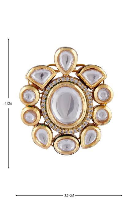 Minaki_Gold Plated Polki Stone Jewellery Set_at_Aza_Fashions