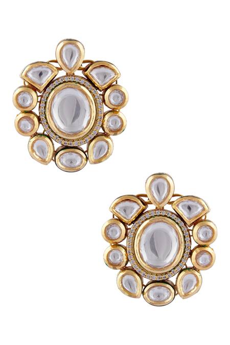 Minaki_Gold Plated Polki Stone Jewellery Set_Online_at_Aza_Fashions