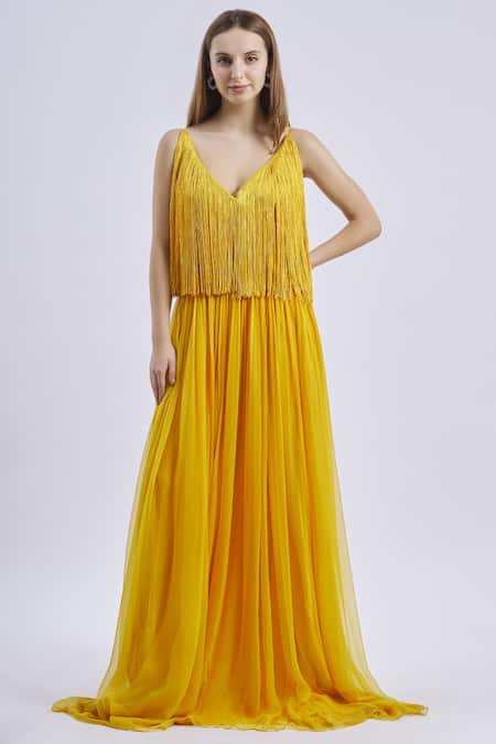 Swatee Singh Fringed Strappy Gown 