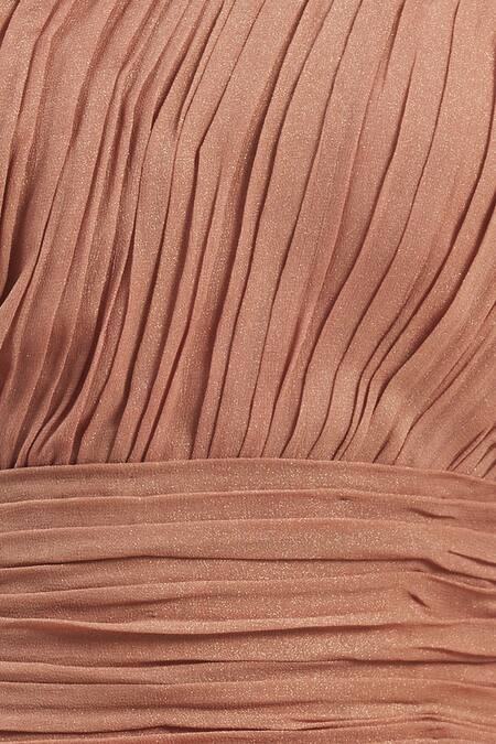 Shop Swatee Singh Peach Georgette Asymmetric One Shoulder Slit Gown Online at Aza Fashions Shop_Swatee Singh_Peach Georgette Asymmetric One Shoulder Slit Gown _Online_at_Aza_Fashions