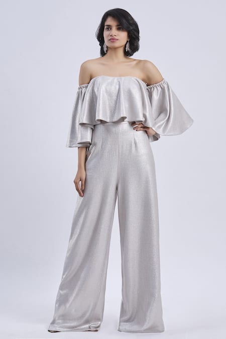 Swatee Singh Off Shoulder Metallic Jumpsuit 