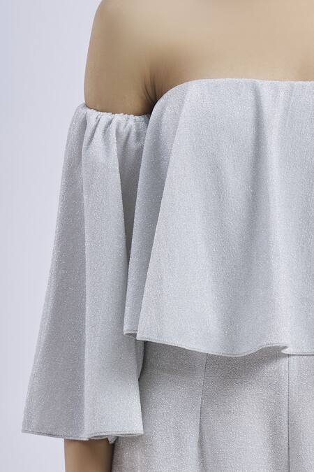 Buy_Swatee Singh_Silver Lurex Off Shoulder Metallic Jumpsuit _Online_at_Aza_Fashions