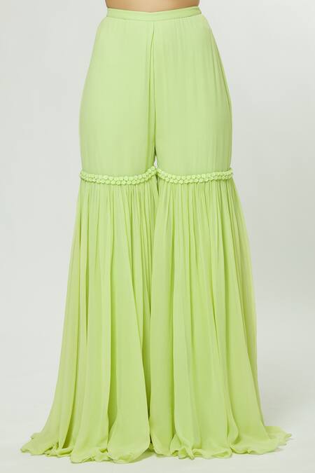 Shop_Arpan Vohra_Green Georgette Round Embellished Kurta Set _Online_at_Aza_Fashions