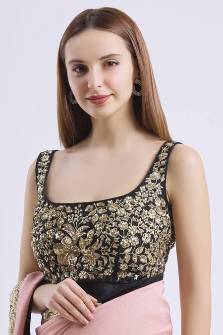 Buy_Ranian_Pink Silk Gota Patti Square Saree With Blouse_Online_at_Aza_Fashions