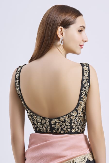 Shop_Ranian_Pink Silk Gota Patti Square Saree With Blouse_Online_at_Aza_Fashions