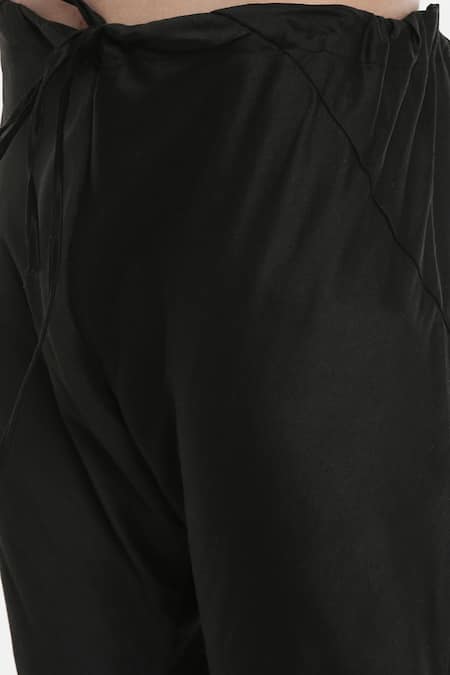 Shop_Mayank Modi - Men_Black Silk, Cotton Color Block Kurta Set _Online_at_Aza_Fashions