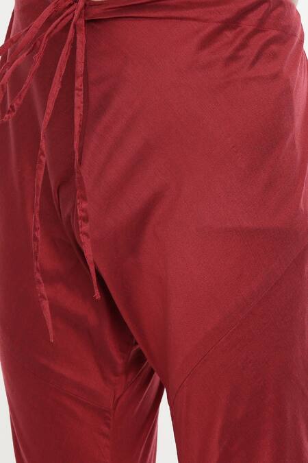 Shop Mayank Modi - Men Maroon Silk, Cotton Color Block Kurta Set Online at Aza Fashions Shop_Mayank Modi - Men_Maroon Silk, Cotton Color Block Kurta Set_Online_at_Aza_Fashions