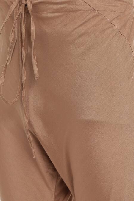 Shop_Mayank Modi - Men_Beige Silk, Cotton Color Block Kurta Set _Online_at_Aza_Fashions