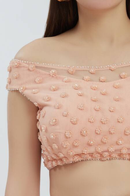 Arpan Vohra Peach One Shoulder Embellished Lehenga Set at Aza Fashions Arpan Vohra_Peach One Shoulder Embellished Lehenga Set _at_Aza_Fashions