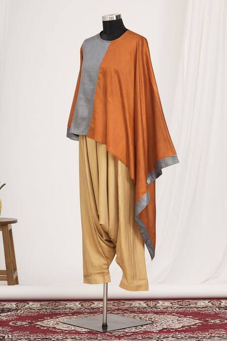 Mayank Anand Shraddha Nigam_Orange Round Draped Tunic_Online_at_Aza_Fashions