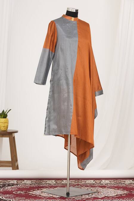 Mayank Anand Shraddha Nigam_Orange Round Draped Tunic_Online_at_Aza_Fashions