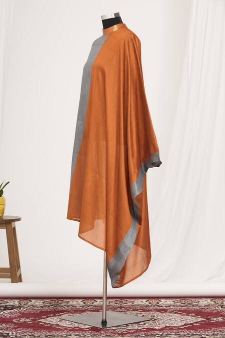 Buy_Mayank Anand Shraddha Nigam_Orange Round Draped Tunic_Online_at_Aza_Fashions