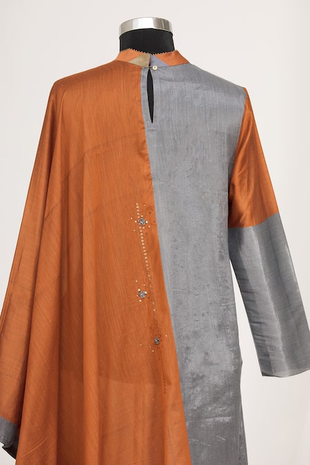 Mayank Anand Shraddha Nigam_Orange Round Draped Tunic_at_Aza_Fashions
