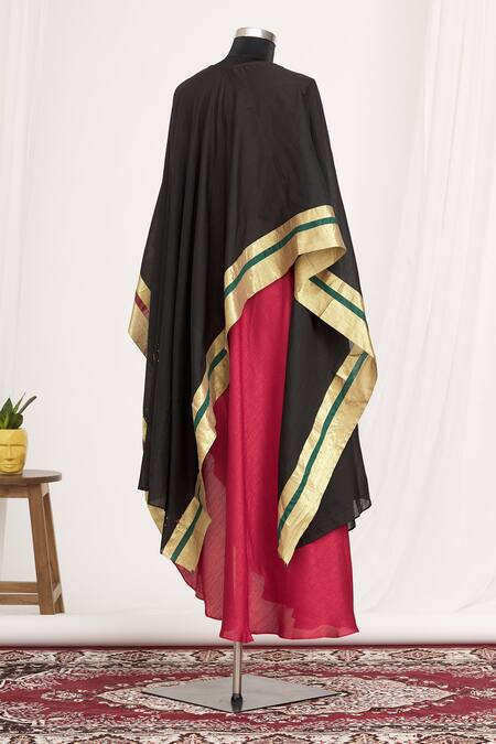 Mayank Anand Shraddha Nigam_Black Round Layered Colorblock Tunic_Online_at_Aza_Fashions