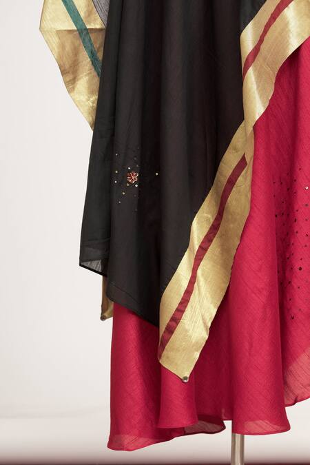 Shop_Mayank Anand Shraddha Nigam_Black Round Layered Colorblock Tunic_Online_at_Aza_Fashions