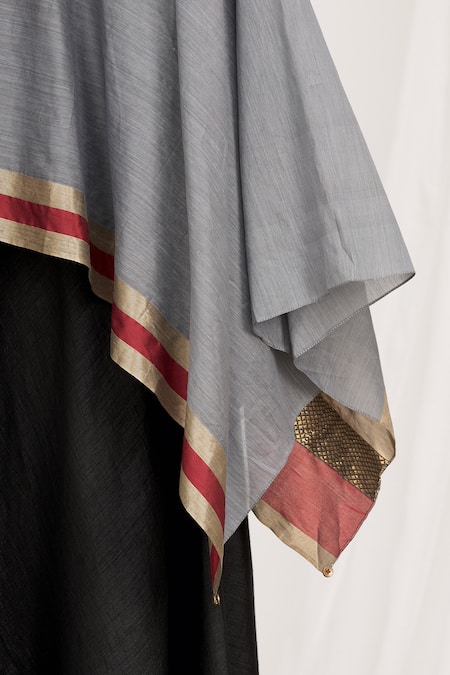 Buy Mayank Anand Shraddha Nigam Black Mandarin Collar Draped Tunic Online at Aza Fashions Buy_Mayank Anand Shraddha Nigam_Black Mandarin Collar Draped Tunic_Online_at_Aza_Fashions