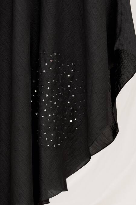 Shop Mayank Anand Shraddha Nigam Black Mandarin Collar Draped Tunic Online at Aza Fashions Shop_Mayank Anand Shraddha Nigam_Black Mandarin Collar Draped Tunic_Online_at_Aza_Fashions