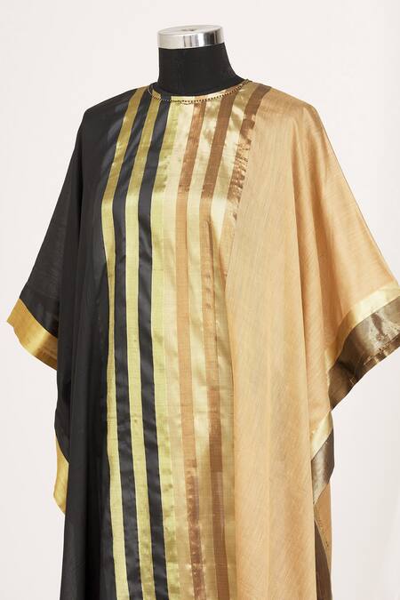 Shop_Mayank Anand Shraddha Nigam_Beige Round Striped Tunic_Online_at_Aza_Fashions