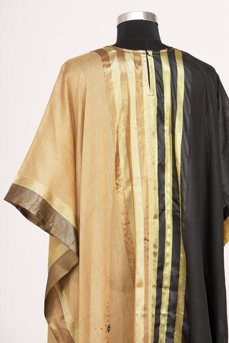 Mayank Anand Shraddha Nigam_Beige Round Striped Tunic_at_Aza_Fashions