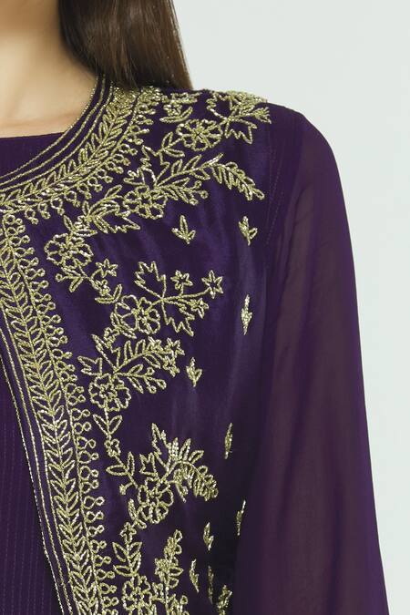 Aksh Purple Georgette Embroidered Jacket Anarkali Set at Aza Fashions Aksh_Purple Georgette Embroidered Jacket Anarkali Set_at_Aza_Fashions