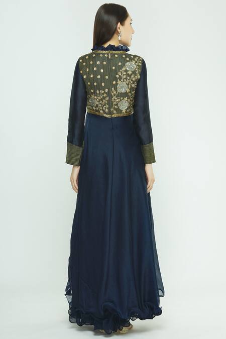 Shop Aksh Blue Georgette Embroidered Anarkali at Aza Fashions Shop_Aksh_Blue Georgette Embroidered Anarkali_at_Aza_Fashions