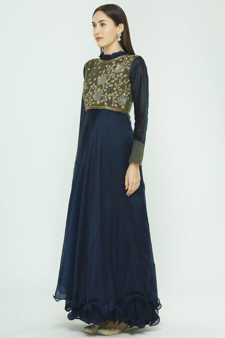 Buy Aksh Blue Georgette Embroidered Anarkali Online at Aza Fashions Buy_Aksh_Blue Georgette Embroidered Anarkali_Online_at_Aza_Fashions