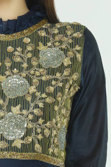 Aksh Blue Georgette Embroidered Anarkali at Aza Fashions Aksh_Blue Georgette Embroidered Anarkali_at_Aza_Fashions